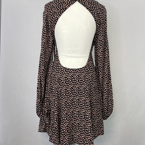Free People Black with Pink Dots Long Sleeve Mini Dress. Size Small. - Picture 7 of 12